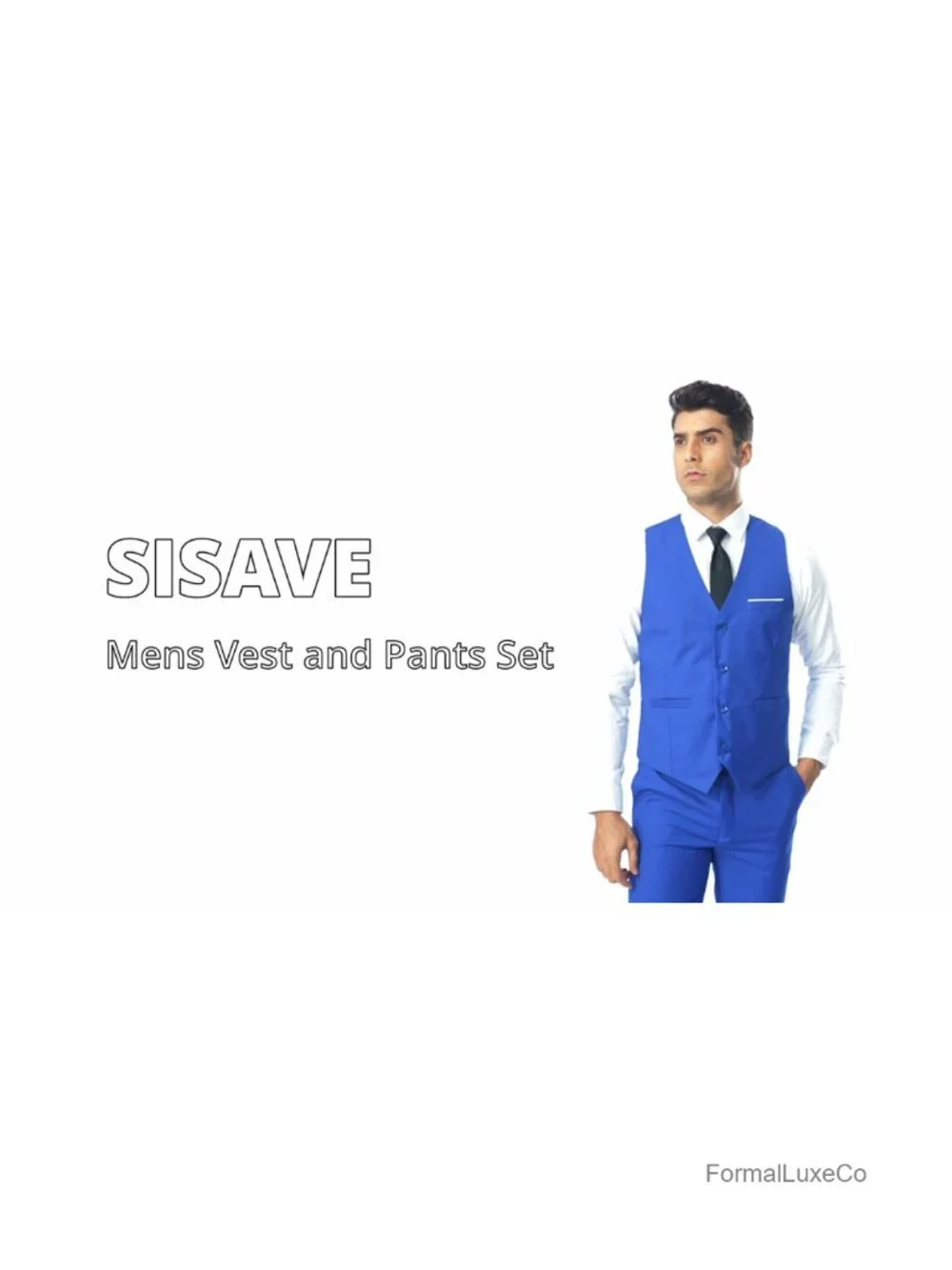 Slim Fit 2-Piece Men's Vest & Pants Suit Set for Wedding, Prom, Business